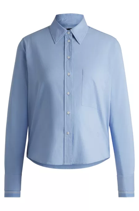 Regular-fit blouse in striped stretch cotton