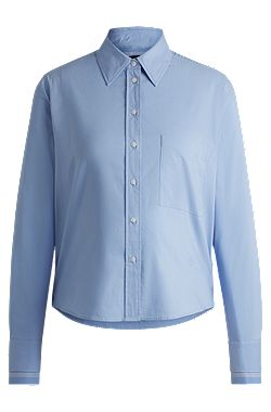 Regular-fit blouse in striped stretch cotton