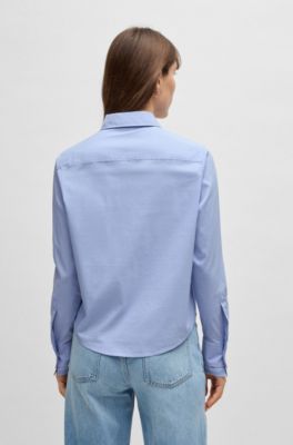 Regular-fit blouse in striped stretch cotton, Blue