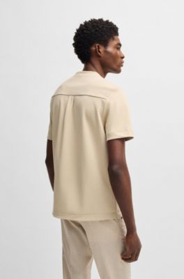 Camiseta de algod&oacute;n con ribetes tonales, Beige claro