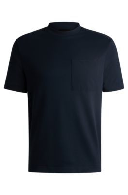 BOSS - T-shirt with tonal trims - Dark Blue