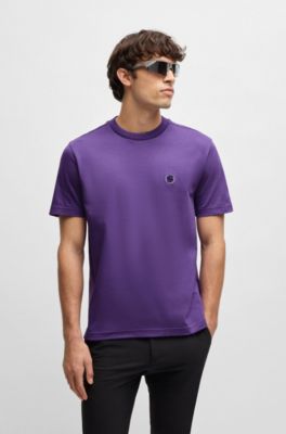 Thermo-regulating T-shirt in cotton with Double B monogram, Dark Purple
