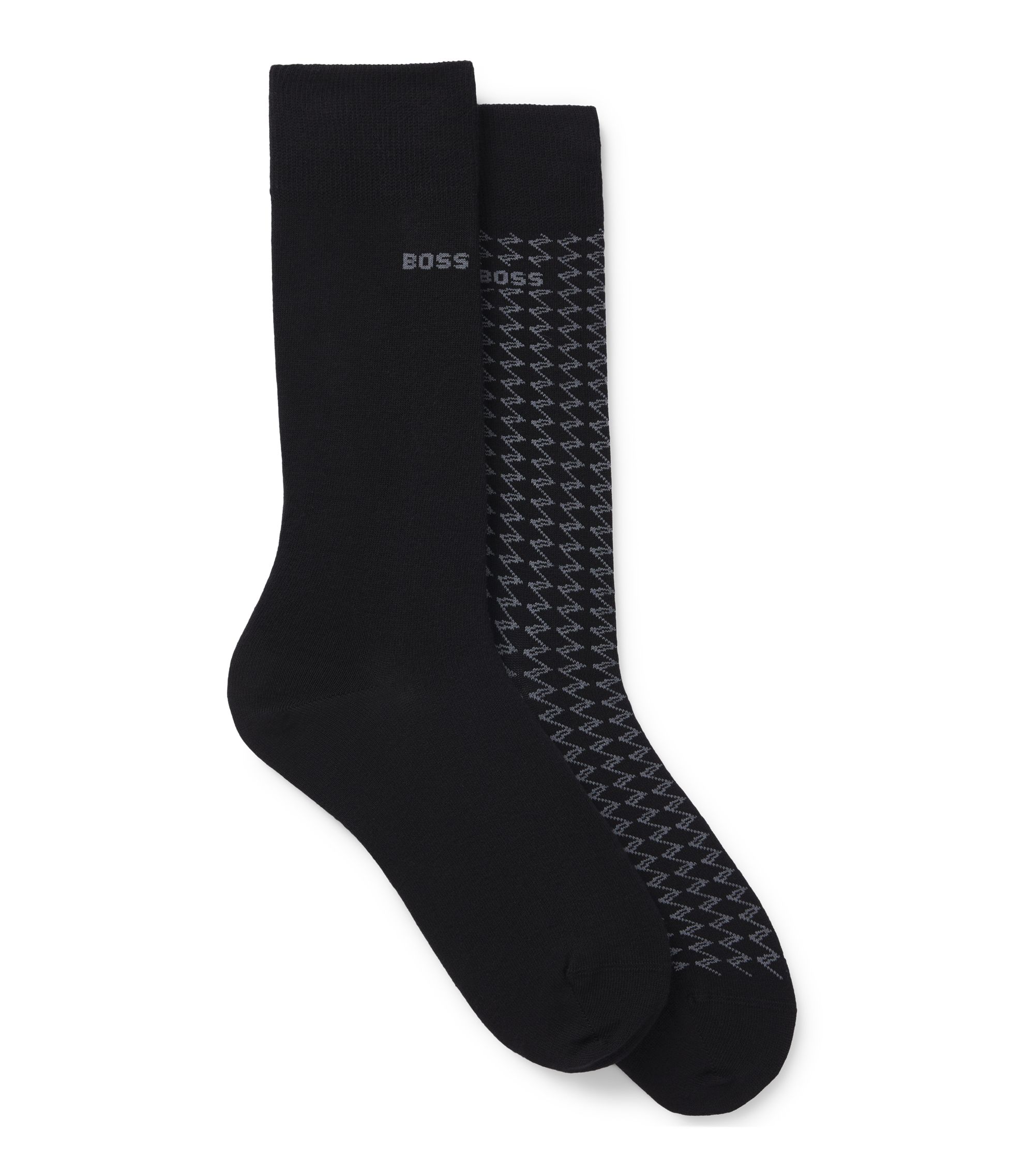 BOSS - Two-pack of regular-length socks in cotton - Black