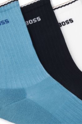 Three-pack of logo-detail socks in a short length, Patterned