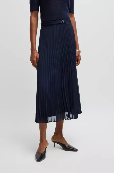 Belted skirt in plissé crepe