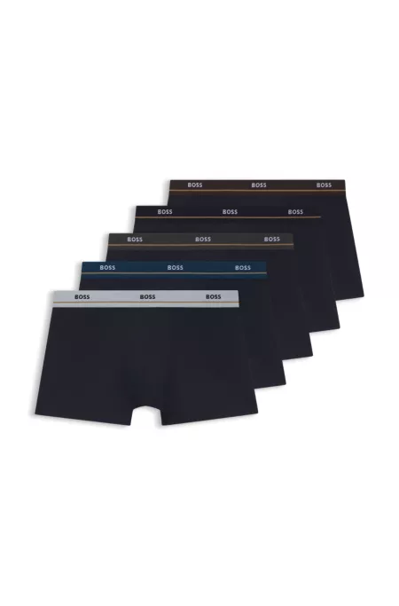 Five-pack of stretch-cotton trunks with logo waistbands