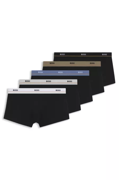 Five-pack of stretch-cotton trunks with logo waistbands