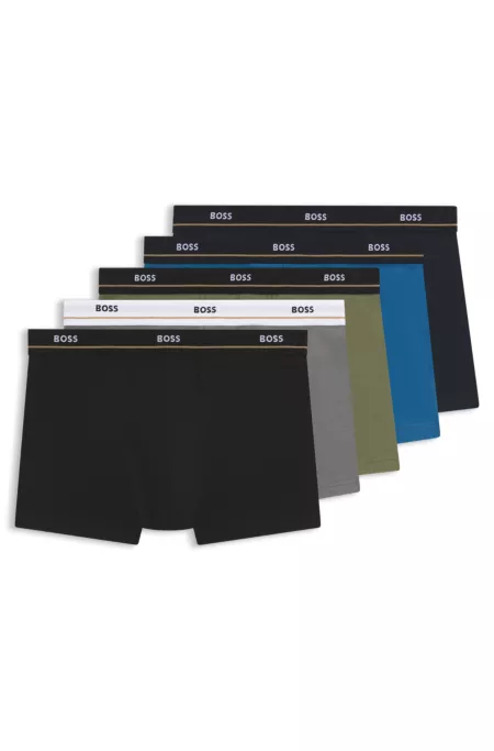 Five-pack of stretch-cotton trunks with logo waistbands