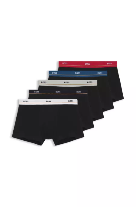 Five-pack of stretch-cotton trunks with logo waistbands