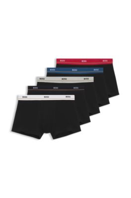 Lot de cinq boxers courts en coton stretch avec taille logot&eacute;e, Fantaisie