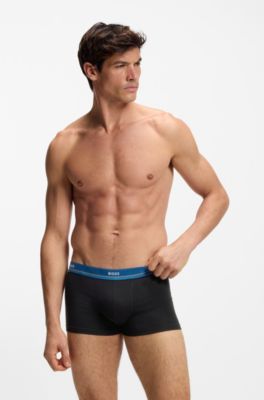 Five-pack of stretch-cotton trunks with logo waistbands, Patterned