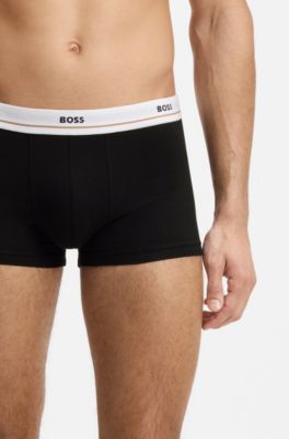 Five-pack of stretch-cotton trunks with logo waistbands, Patterned