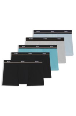 Five-pack of logo-waistband trunks in stretch cotton, Patterned