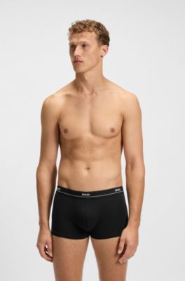 Five-pack of stretch-cotton trunks with logo waistbands, Patterned