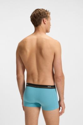 Five-pack of stretch-cotton trunks with logo waistbands, Patterned