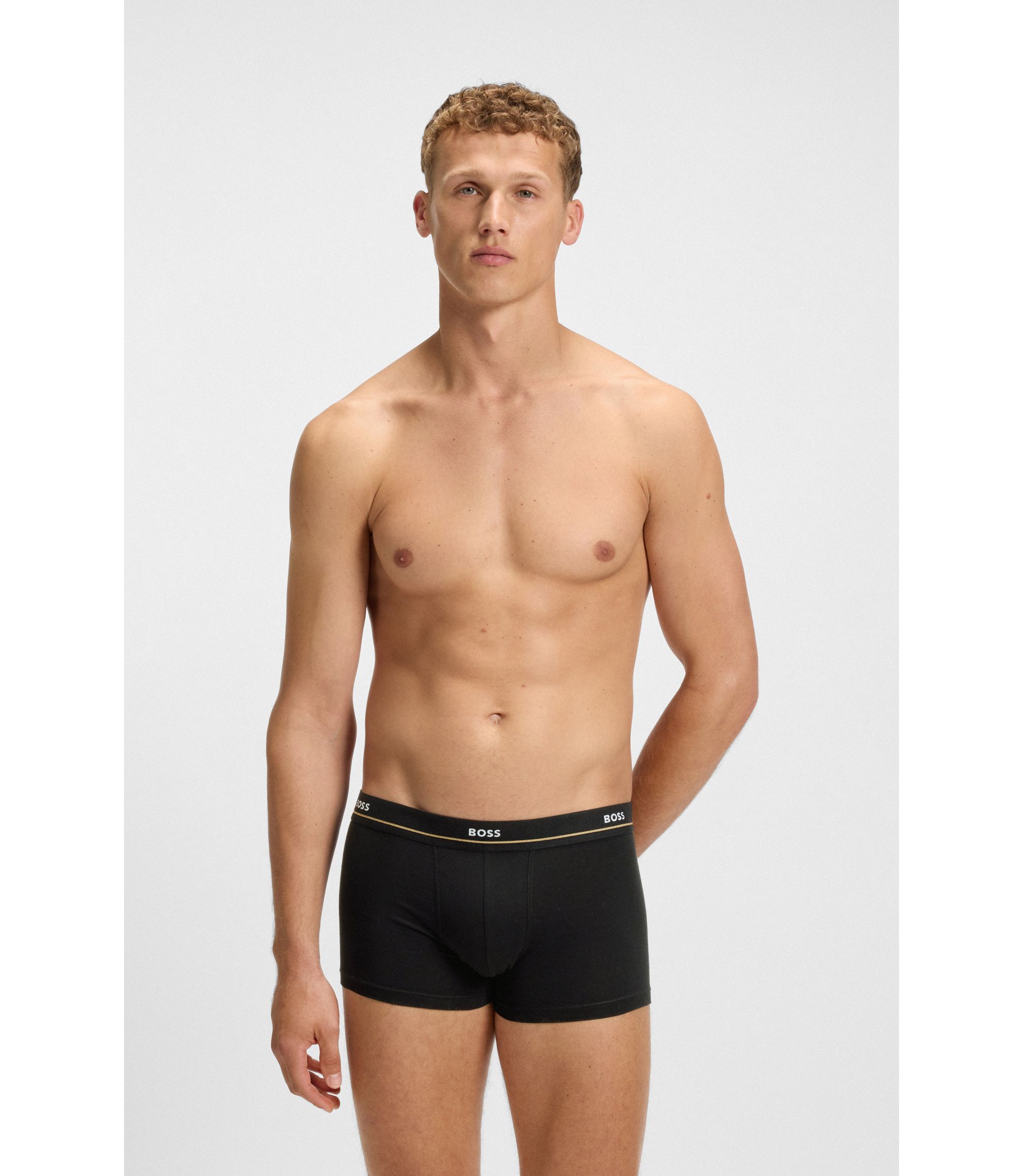 BOSS - Five-pack of logo-waistband trunks in stretch cotton