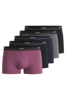 Lot de cinq boxers courts en coton stretch avec taille logot&eacute;e, Fantaisie