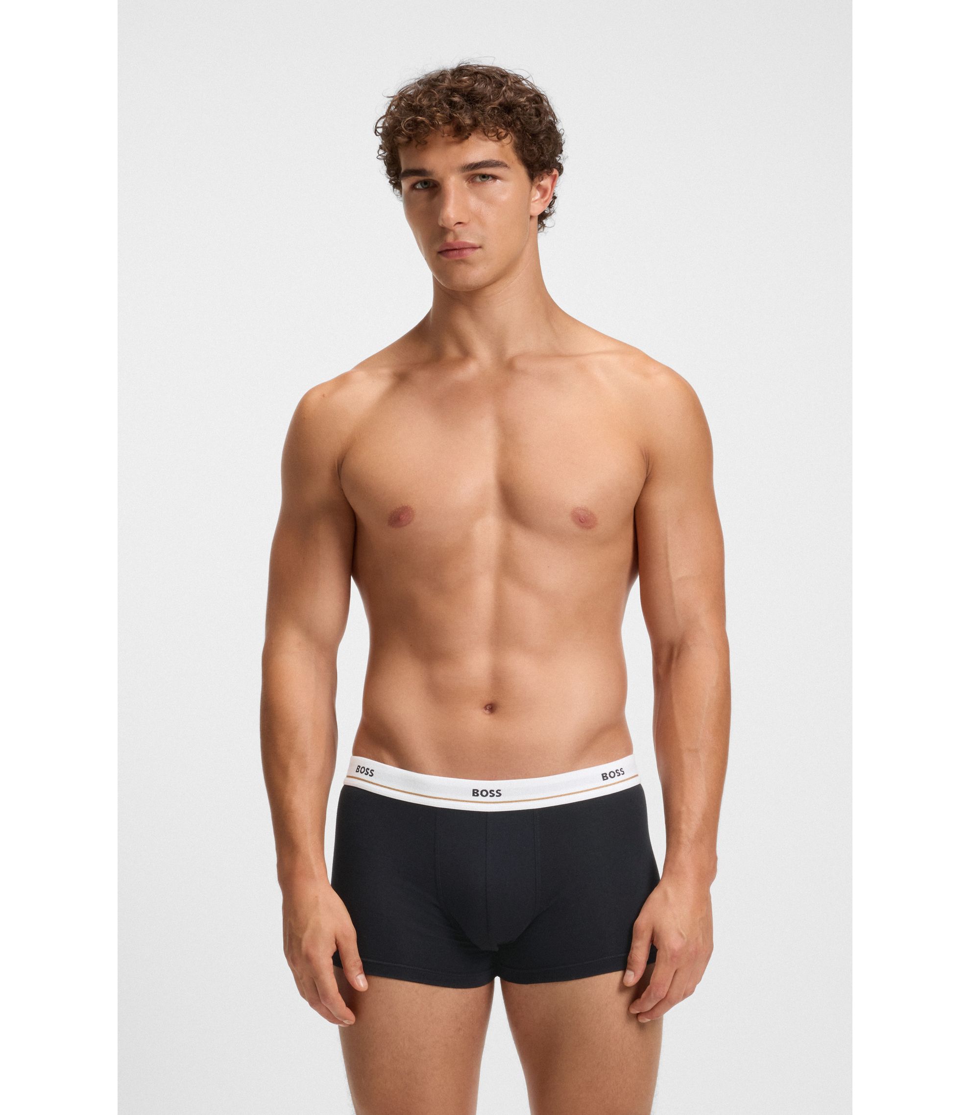 BOSS - Five-pack of logo-waistband trunks in stretch cotton