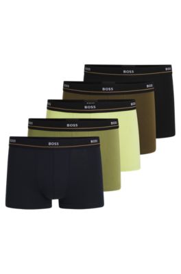 Five-pack of logo-waistband trunks in stretch cotton, Patterned