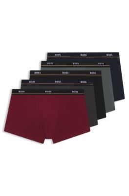Lot de cinq boxers courts en coton stretch avec taille logot&eacute;e, Fantaisie