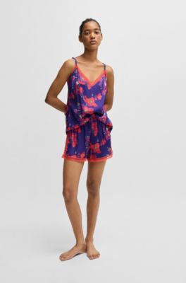 D&eacute;bardeur de pyjama en satin avec finitions en dentelle, Fantaisie