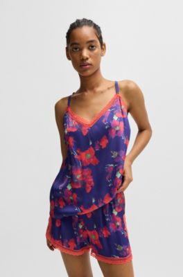 D&eacute;bardeur de pyjama en satin avec finitions en dentelle, Fantaisie