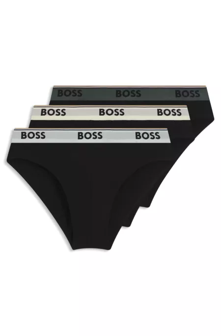 Three-pack of logo-waistband briefs in stretch cotton