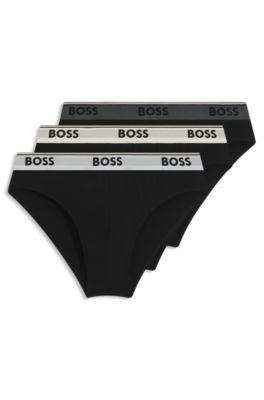 Three-pack of logo-waistband briefs in stretch cotton, Patterned