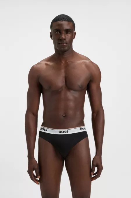 Three-pack of logo-waistband briefs in stretch cotton