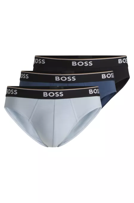 Three-pack of logo-waistband briefs in stretch cotton