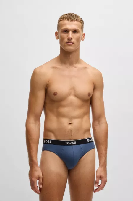 Three-pack of logo-waistband briefs in stretch cotton