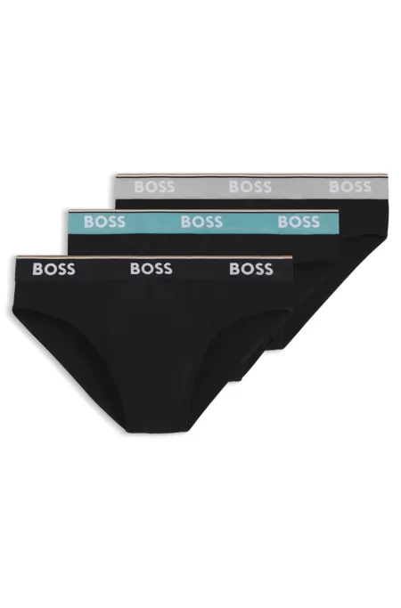Three-pack of logo-waistband briefs in stretch cotton
