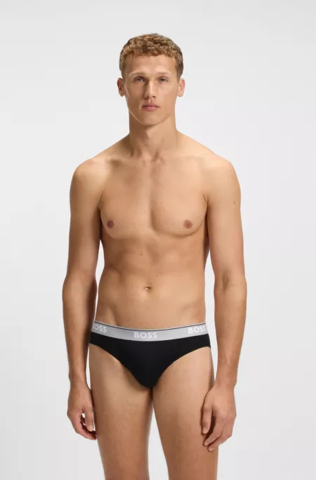 Three-pack of logo-waistband briefs in stretch cotton
