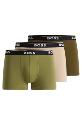 Three-pack of logo-waistband trunks in stretch cotton, Patterned