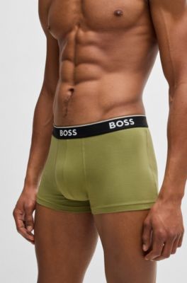 Three-pack of logo-waistband trunks in stretch cotton, Patterned