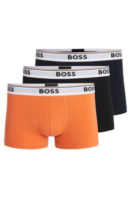 Three-pack of logo-waistband trunks in stretch cotton, Patterned