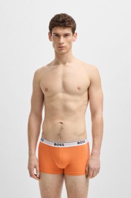 Three-pack of logo-waistband trunks in stretch cotton, Patterned
