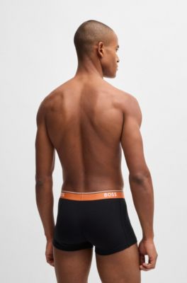 Three-pack of logo-waistband trunks in stretch cotton, Patterned