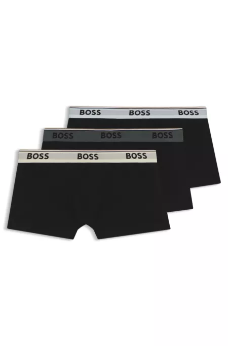 Three-pack of logo-waistband trunks in stretch cotton