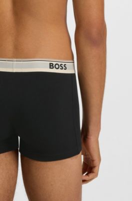 Three-pack of logo-waistband trunks in stretch cotton, Patterned
