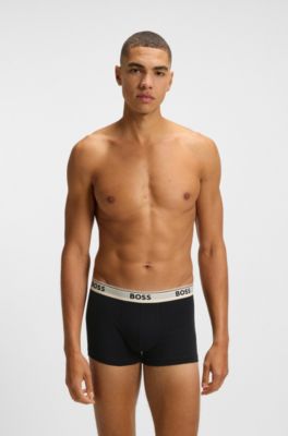 Three-pack of logo-waistband trunks in stretch cotton, Patterned