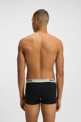 Three-pack of logo-waistband trunks in stretch cotton, Patterned