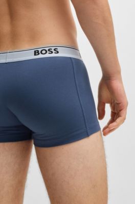 Three-pack of logo-waistband trunks in stretch cotton, Patterned
