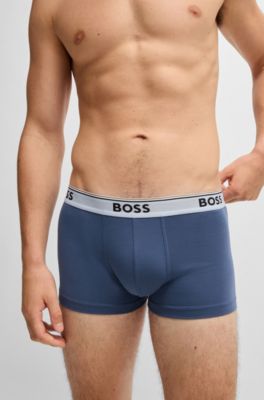 Three-pack of logo-waistband trunks in stretch cotton, Patterned