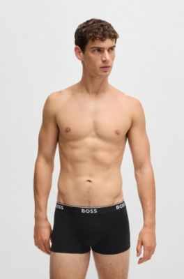 Three-pack of logo-waistband trunks in stretch cotton, Patterned