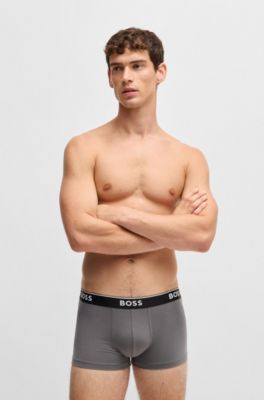 Three-pack of logo-waistband trunks in stretch cotton, Patterned