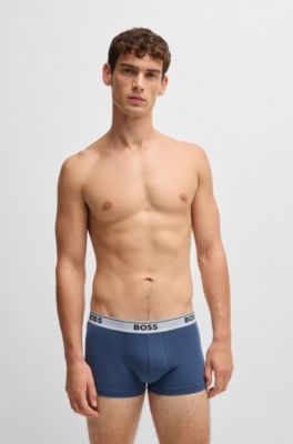 Three-pack of logo-waistband trunks in stretch cotton, Patterned