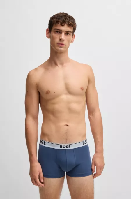 Three-pack of logo-waistband trunks in stretch cotton