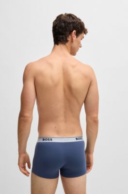 Three-pack of logo-waistband trunks in stretch cotton, Patterned
