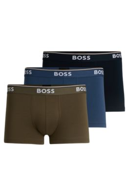 Three-pack of logo-waistband trunks in stretch cotton, Patterned